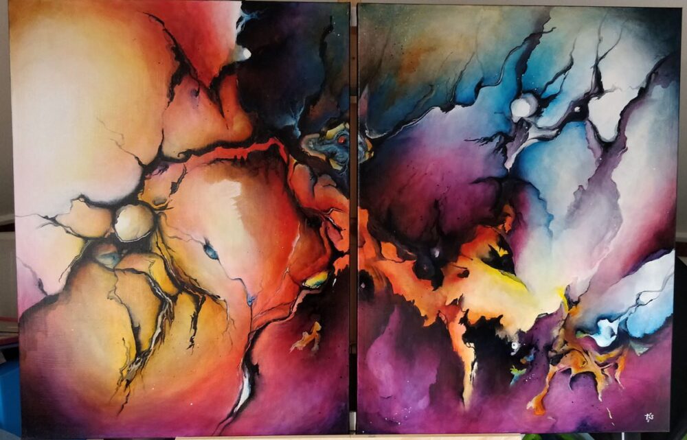 Stramien serie nr.3 2-luik abstract schilderij